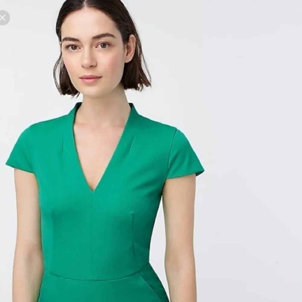 J.Crew Factory Cap Sleeve V-Neck Sheath Dress in Bi-stretch Cotton Sz 2